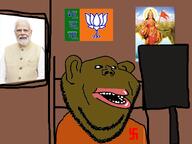 bharat_mata bharatiya_janata_party bindi bjp black_sclera brown_skin chair computer flag:bharatiya_janata_party hindu hinduism india indian modi mutt mutt_lips narendra_modi room sitting subvariant:impish_amerimutt swastika variant:impish_soyak_ears // 1488x1116 // 659.6KB