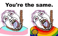 2soyjaks ack award beard bloodshot_eyes crying faggot gay glasses hanging lgbt meta:not_oc open_mouth poop poopoo purple_hair rainbow red_eyes rope suicide tear text tongue tranny troon variant:bernd yellow_teeth you're_the_same // 1600x1000 // 70.6KB