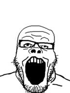 glasses looking_up merge open_mouth series:fusionjaks soyjak stubble variant:a24_slowburn_soyjak variant:markiplier_soyjak // 600x800 // 25.4KB