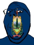 flag flag:vermont glasses looking_at_you smile soyjak stubble subvariant:wholesome_soyjak teeth text tree united_states variant:gapejak vermont // 582x772 // 76.6KB