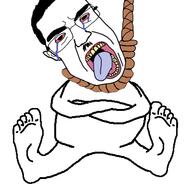 ack chud clitty clitty_leakage clittycel crossed_arms crying foot full_body glasses hanging noose open_mouth subvariant:chudjak_front variant:chudjak // 400x400 // 44.2KB