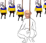 5soyjaks back blood bloodshot_eyes broly_culo buff crying ear flag full_body hanging monkey_putin nazism oink open_mouth pig purple_hair rope russia russo_ukrainian_war smile soyjak swastika ukraine variant:bernd vladimir_putin // 721x680 // 249.9KB
