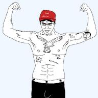 1488 6_gorillion 6_million antifa aryan aryan_beast aryan_chad buff chud fascism flexing gigahitler glasses hail_trvmp hair idubbbz kaiser maga_hat muscles national_socialism race_war racewar runes self_insert shirtless smile ss_runes strong subvariant:unkown swastika tattoos the_base underpants variant:chudjak victory white_skin // 2000x2000 // 61.3KB