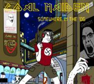 advertisement album_cover blood boston_red_sox cap city closed_mouth clothes cyborg ear glasses gun hat iron_maiden kuz multiple_soyjaks music nuts open_mouth peanut pistol smile smoke smug soyjak stubble subvariant:feralsquirrel subvariant:massjak subvariant:science_lover swastika text tranny trend:squirreljakking variant:chudjak variant:cobson variant:feraljak variant:gapejak variant:impish_soyak_ears variant:kliksjak variant:kuzjak variant:markiplier_soyjak variant:soyak walking weed // 1064x952 // 586.4KB