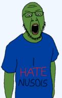 blue_shirt frog glasses green_skin i_hate open_mouth pepe soyjak stubble teeth text variant:tewi // 357x563 // 38.7KB