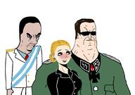 angry brown_hair chud closed_mouth clothes ear enbie eva_peron gigachud glasses hair juan_domingo_peron mustache nazism otto_skorzeny schutzstaffel seething soldier soyjak subvariant:chudjak_seething sunglasses uniform variant:chudjak white_skin // 1080x757 // 273.5KB