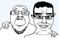 2soyjaks chud_troon_alliance ear friendship glasses hair hand happy mustache smile soyjak stubble subvariant:chudjak_front template transparent_background variant:bernd variant:chudjak // 834x541 // 19.6KB