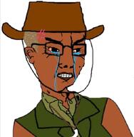 anger_mark australia australian bloodshot_eyes brown_skin clenched_teeth clothes country crying ear glasses hair hat soyjak variant:chudjak vein yellow_hair // 1080x1102 // 163.1KB