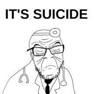 closed_eyes closed_mouth clothes doctor frown glasses head_mirror its_over necktie sad soyjak stethoscope stubble text variant:feraljak wrinkles // 1250x1250 // 135.5KB