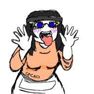 clothes female glasses hair oekaki open_mouth tongue tranny_artstyle variant:soytan // 500x500 // 46.1KB