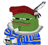 amphibian animal bone closed_mouth clothes feather frill frog green_skin hat lips mustache nas:pepe pepe pepe_the_frog renaissance skull subnas:apu teeth transparent_background // 1000x943 // 732.9KB