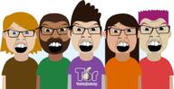 5soyjaks angry beard blue_eyes brown_eyes brown_hair brown_skin clothes diversity ear female glasses mustache open_mouth purple_hair soyjak stubble tor tshirt variant:feraljak white_skin yellow_hair // 924x477 // 223.0KB