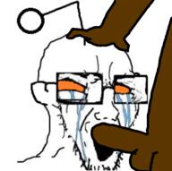 antenna bbc blowjob crying ear glasses hand meta:pornographic_content negro open_mouth orange_eyes penis reddit redditard soyjak stretched_mouth stubble testicles variant:soyak zoomed // 600x598 // 199.9KB