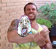 buff choking purple_hair realistic spain spaincucks suffocation tongue tongue_out tranny trans_flag troon troony variant:bernd yellow_sclera youtuber // 684x590 // 707.1KB