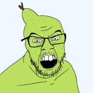 PaulMcPear artist:Keys food fruit green_skin open_mouth pear series:chudtwt soyjak stubble variant:feraljak // 1500x1500 // 8.6MB