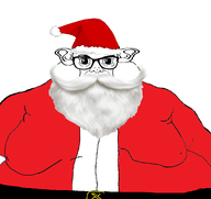 aliased beard belt christmas closed_mouth clothes ear fat glasses gynaecomastia hair hat jolly mutt santa santa_claus santa_hat series:muttverse subvariant:branigger variant:brandon white_background // 1674x1582 // 533.1KB