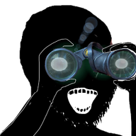 arm binoculars black_skin glowing glowing_eyes hand holding_object inverted open_mouth soyjak stubble subvariant:soyak_(crazed) thougher transparent_background variant:soyak // 1280x1252 // 795.7KB