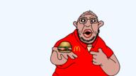 amerimutt beard brown_skin ear glasses hamburger looking_at_you mcdonalds pointing variant:nopejeet // 1703x954 // 63.8KB