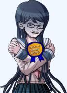 anime award concern danganronpa:_trigger_happy_havoc danganronpa_(series) ear glasses maizono_sayaka open_mouth soyjak stubble variant:soyak video_game visual_novel // 639x889 // 641.7KB