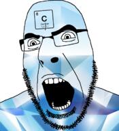 angry carbon chemistry element gem gem_skin glasses open_mouth soyjak stubble text variant:cobson // 721x789 // 282.7KB