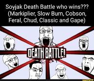 angry closed_mouth death_battle glasses hair ifunny multiple_soyjaks open_mouth soyjak stubble text variant:a24_slowburn_soyjak variant:chudjak variant:cobson variant:feraljak variant:gapejak variant:markiplier_soyjak variant:soyak // 1080x927 // 219.3KB