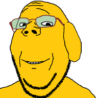 animal animated dog ear glasses janny licking_lips open_mouth smile soyjak stubble subvariant:wholesome_soyjak variant:gapejak yellow // 725x800 // 335.7KB