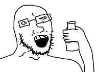 arm bottle glasses hand holding_bottle holding_object oekaki soyjak stubble variant:soyak // 440x324 // 10.8KB