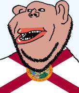 amerimutt black_sclera brown_skin clothes ear flag flag:florida florida god hair lips mutt open_mouth soyjak state stubble subvariant:impish_amerimutt text transparent_background united_states variant:impish_soyak_ears // 685x800 // 89.8KB