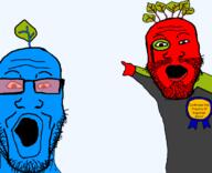 blue_skin broot logan red_skin soyjak_blog variant:markiplier_soyjak variant:two_pointing_soyjaks // 680x552 // 83.7KB