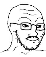 closed_mouth glasses mustache smile soyjak stubble variant:soyak // 644x800 // 15.7KB