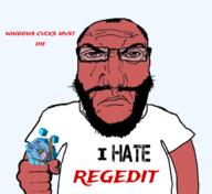 2soyjaks ack beard closed_mouth glasses hanging i_hate mustache punisher_face red_skin regedit rope stubble subvariant:science_lover text tongue trixie variant:bernd variant:markiplier_soyjak windows windows_10 windows_11 yellow_teeth // 1175x1080 // 533.0KB