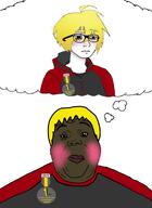 black_skin blond cute femboy glasses shartycuck subvariant:hunky_twink_sex_machine thought_bubble twinkjak variant:alicia // 1006x1382 // 291.2KB