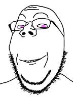 beard glasses pink_eyes smile stubble subvariant:modern_wholsome_soyjak subvariant:wholesome_soyjak variant:gapejak // 600x800 // 17.4KB
