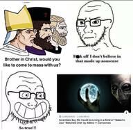 2soyjaks alien calarts christianity closed_mouth glasses grin meta:tagme nordic_chad soyjak stubble subvariant:soyak_(irritated) text variant:soyak // 1023x996 // 152.4KB