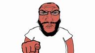 angry duke_nukem glasses hair pointing punisher_face red_skin sound soyjak subvariant:science_lover swearing variant:markiplier_soyjak white_shirt wrinkles // 1920x1080, 2.1s // 863.0KB