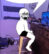 bubble crying glasses open_mouth reaction selfish_little_fuck sitting sitting_at_computer variant:cryboy_soyjak // 1170x1286 // 1.7MB