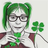 4chan anime clover glasses green_hair hair meta:ai_generated stubble twintails variant:unknown yotsoyba // 512x512 // 310.4KB