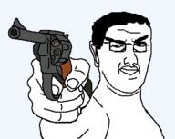 big_lips glasses hair holding_gun holding_object looking_at_you merge subvariant:kuzjak_gun thick_eyebrows transparent_background variant:chudjak variant:kuzjak // 362x288 // 15.7KB