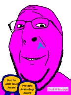 Thinkson arch arch_linux award hair linux pink_skin soyjak stubble subvariant:wholesome_soyjak text variant:cobson variant:gapejak // 600x800 // 26.6KB