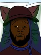 beard black_skin cat_ear clothes decarlos_brown_jr dreads green_teeth hat jimbo_(namefag) meta:namefags negroid nigger niko_(oneshot) purple_hair scarf shitskin variant:unknown yellow_eyes // 1536x2048 // 1.2MB