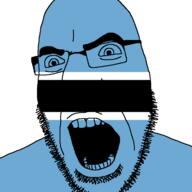 angry botswana country flag flag:botswana glasses open_mouth soyjak stubble variant:cobson // 721x720 // 10.4KB
