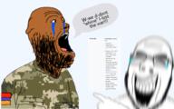 2soyjaks animal armenia arpigian brown_skin crying flag flag:armenia laughing screaming shitskin text uniform // 3464x2174 // 1.9MB