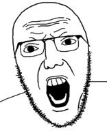 angry bald forehead_wrinkles glasses no_ears no_eyebrows open_mouth shouting stubble teeth tongue variant:skitjak wrinkles yelling // 600x738 // 14.3KB