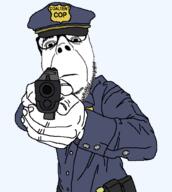 clothes coaltent_cop glasses gun holding_gun holding_object medal medallion police police_hat stubble text uniform variant:dubbbzjak // 894x1000 // 45.0KB