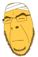 bandage closed_eyes closed_mouth emoticon frown glasses stubble variant:cobson yellow_skin // 600x900 // 54.3KB
