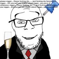 closed_mouth clothes glass glasses happy nigger push_pin smile soyjak sticky stubble suit text tuxedo variant:feraljak // 1000x1000 // 220.3KB