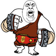 angry barefoot brass_knuckles champion_belt clothes full_body open_mouth soyjak variant:chugsjak // 1374x1377 // 631.8KB