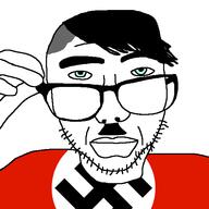 adolf_hitler blue_eyes closed_mouth glasses hand mustache nazism soyjak stubble variant:sobot // 548x548 // 20.6KB