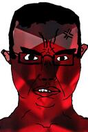 angry ear gem glasses hair open_mouth red_skin ruby seething soyjak teeth variant:chudjak // 392x590 // 167.2KB