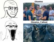2soyjaks arm closed_mouth concerned enclave fallout glasses glowie glownigger hand hands_up open_mouth place_japan soyjak stretched_mouth stubble subvariant:soyak_(irritated) subvariant:wewjak text thing_japanese variant:soyak // 633x490 // 434.9KB